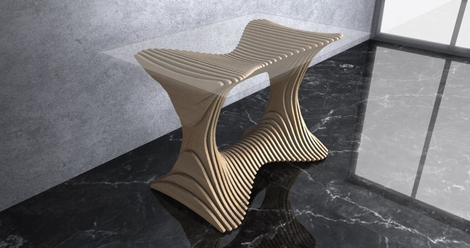 Parametric Wavy Wooden Furniture 18 - Table Design / CNC files for cutting