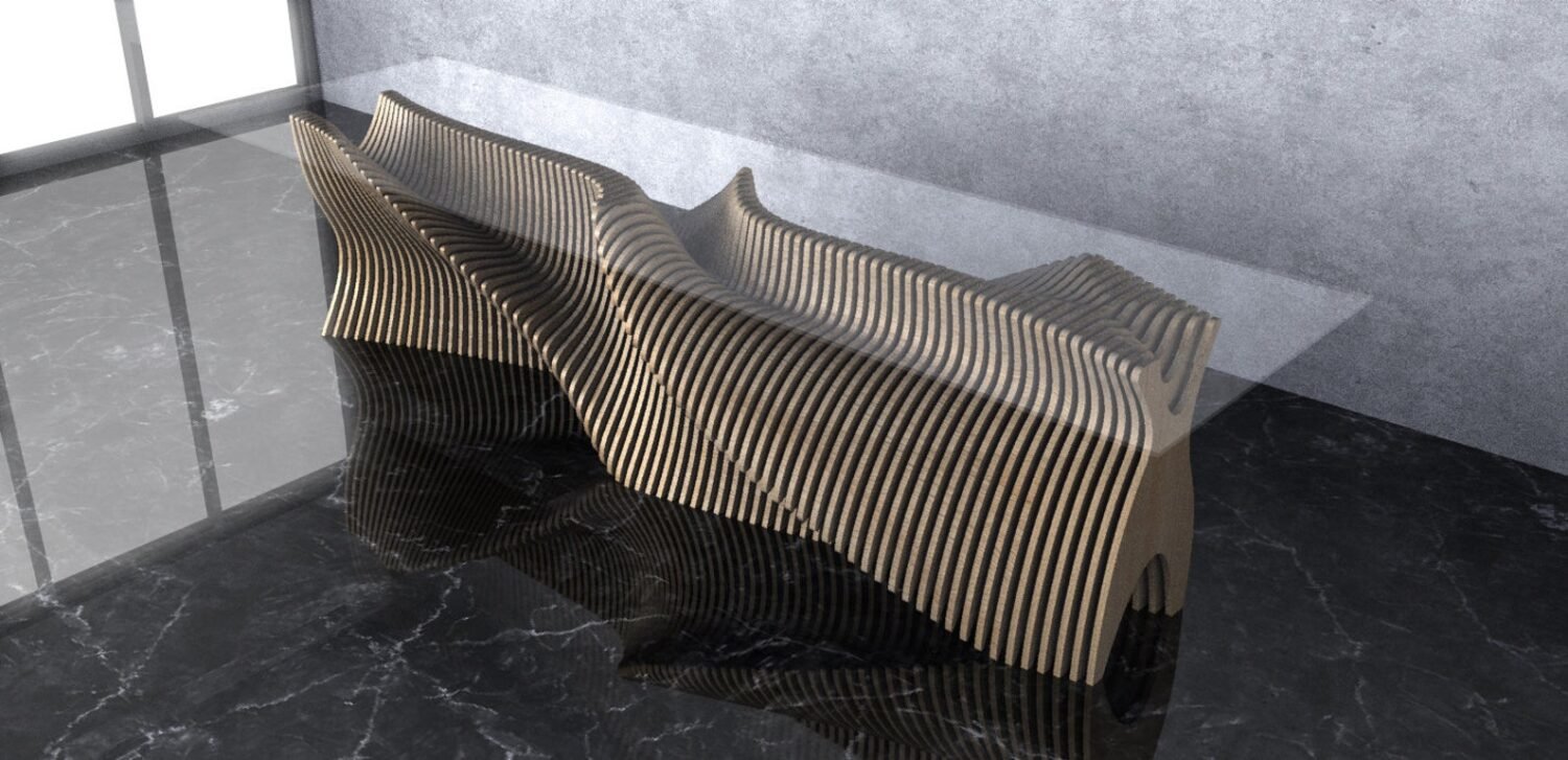 Parametric Wavy Wooden Furniture 31 - Dinner Table Design / CNC files for cutting
