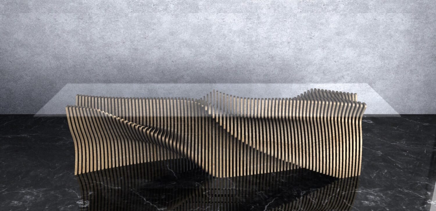 Parametric Wavy Wooden Furniture 31 - Dinner Table Design / CNC files for cutting