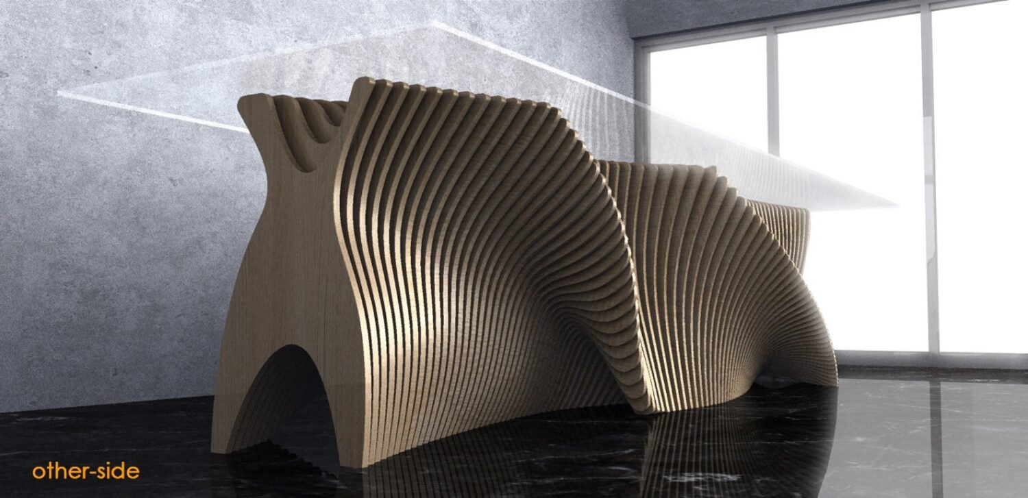 Parametric Wavy Wooden Furniture 31 - Dinner Table Design / CNC files for cutting