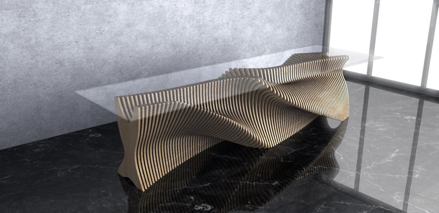 Parametric Wavy Wooden Furniture 31 - Dinner Table Design / CNC files for cutting