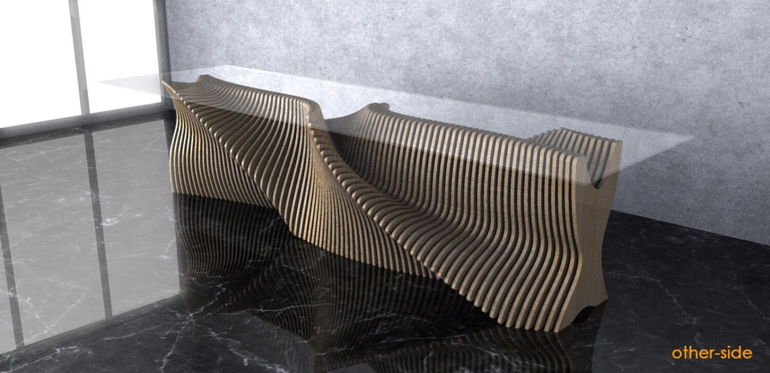 Parametric Wavy Wooden Furniture 31 - Dinner Table Design / CNC files for cutting