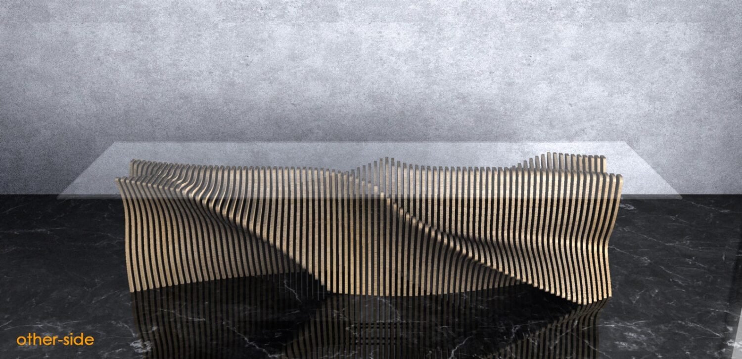 Parametric Wavy Wooden Furniture 31 - Dinner Table Design / CNC files for cutting