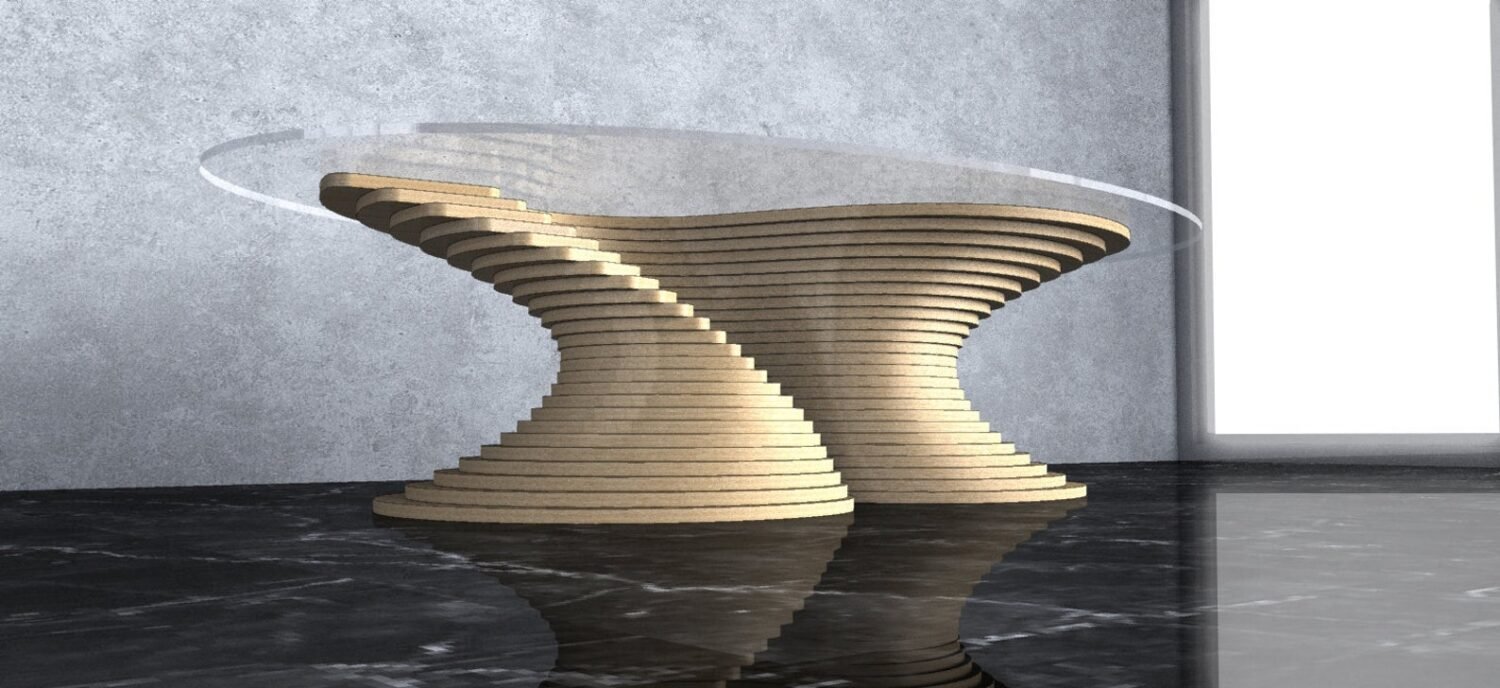 Parametric Wavy Wooden Furniture 38 - Coffee Table / CNC files for cutting