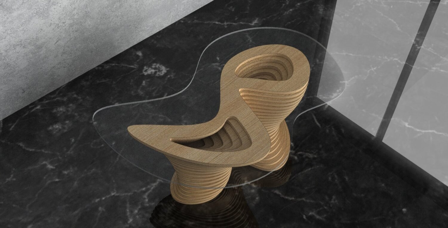 Parametric Wavy Wooden Furniture 44 - Coffee Table Design / CNC files for cutting