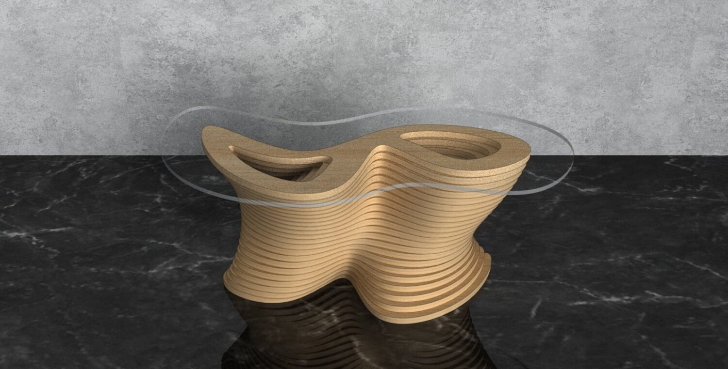 Parametric Wavy Wooden Furniture 44 - Coffee Table Design / CNC files for cutting