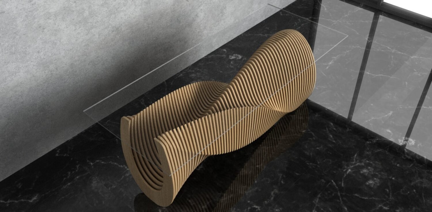 Parametric Wavy Wooden Furniture 46 - Dinner Table - / CNC files for cutting
