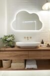 Cloud Shaped Asymmetrical Special Led Mirror, Illuminated Modern Bathroom Mirror, Living Room Design, Aesthetic Entrance Mirror, Home Decor
