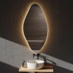 Galaxis Led Mirror - Asymmetrical Bathroom Washbasin & Full Length Touch Switch Decorative Mirror, Modern Home Accent
