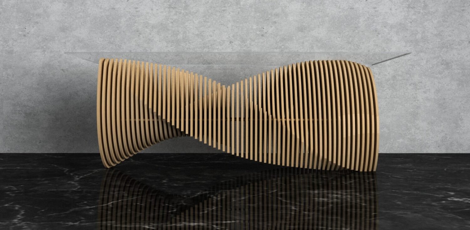Parametric Wavy Wooden Furniture 46 - Dinner Table - / CNC files for cutting
