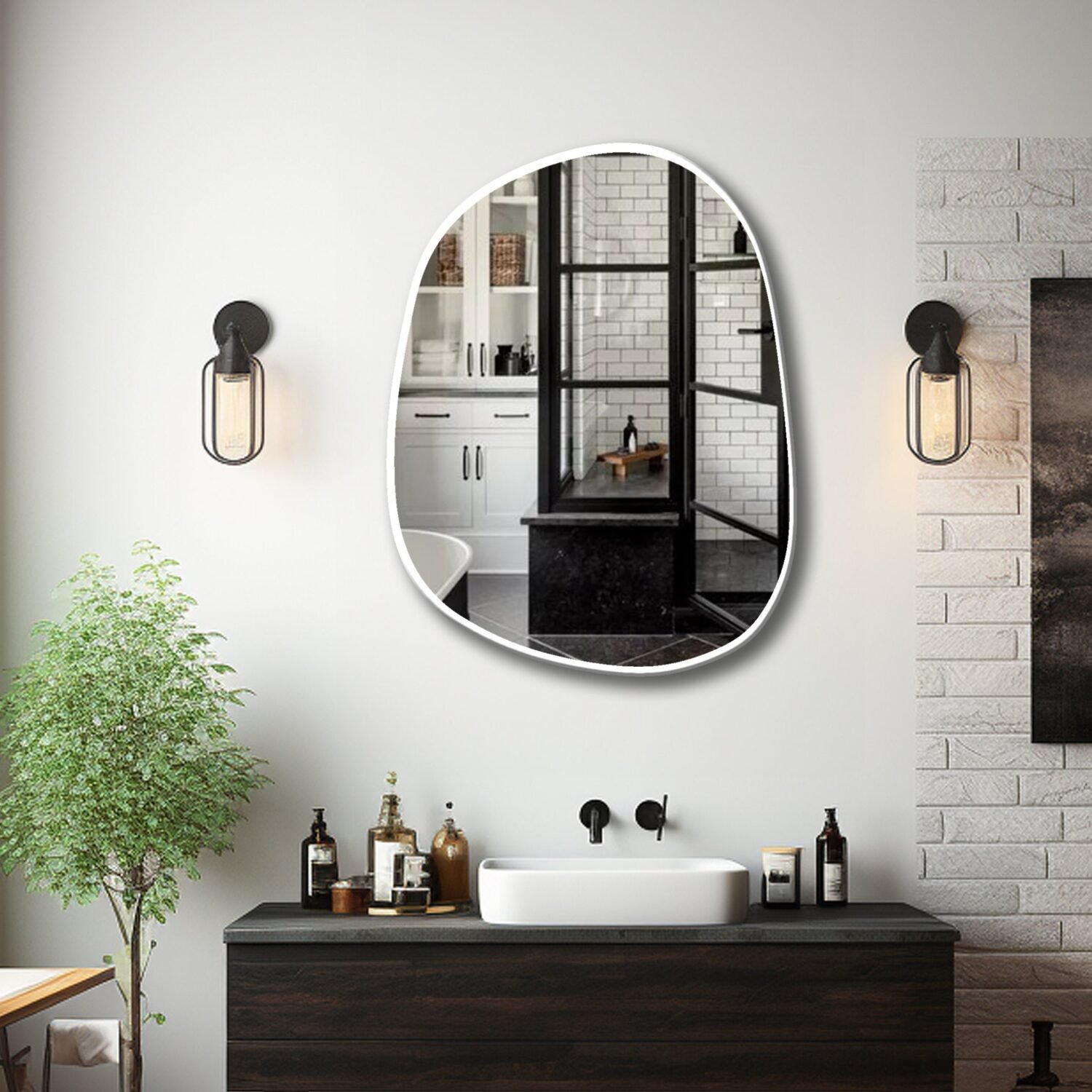 Irregular Modern Mirror, Asymmetrical Gold Framed Mirror, Aesthetic Home Decor, Bathroom Mirror, Entryway Wall Mirror, Mirror Wall Decor