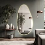 LED mirror for Bathroom - Touch Led Bathroom Assymetrical Mirror - Irregular Wall Lighted Led Mirror - Led Wall Hanging Decorative Mirror