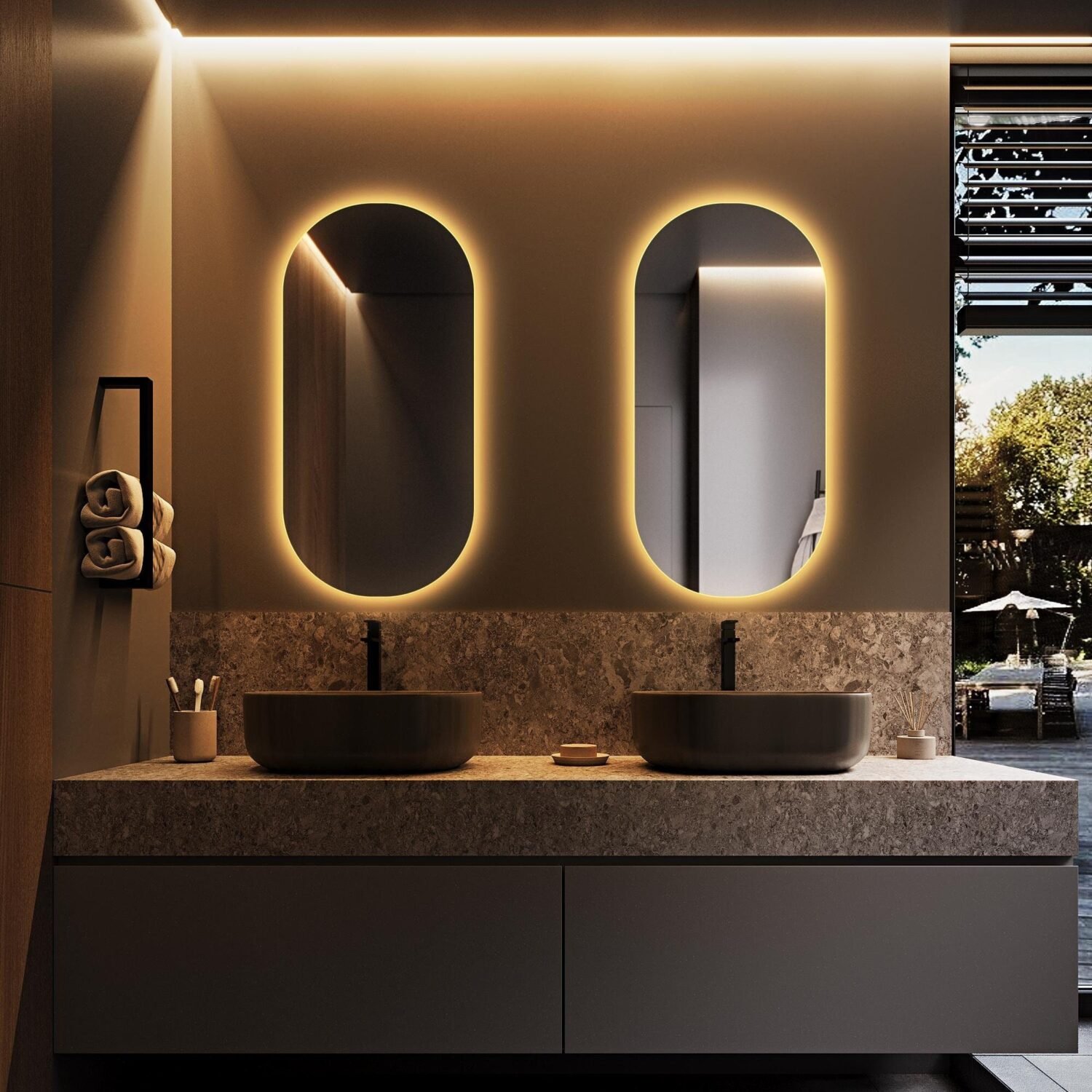 Oval Mirror LED, Mirror for Bathroom Bedroom, Aesthetic Irregular Decorative Mirror, Asymmetrical Mirror, Vanity Mirror, Makeup Mirror