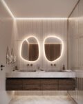 LED mirror for Bathroom - Touch Led Bathroom Assymetrical Mirror - Irregular Wall Lighted Led Mirror - Led Wall Hanging Decorative Mirror