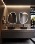 LED mirror for Bathroom - Touch Led Bathroom Assymetrical Mirror - Irregular Wall Lighted Led Mirror - Led Wall Hanging Decorative Mirror