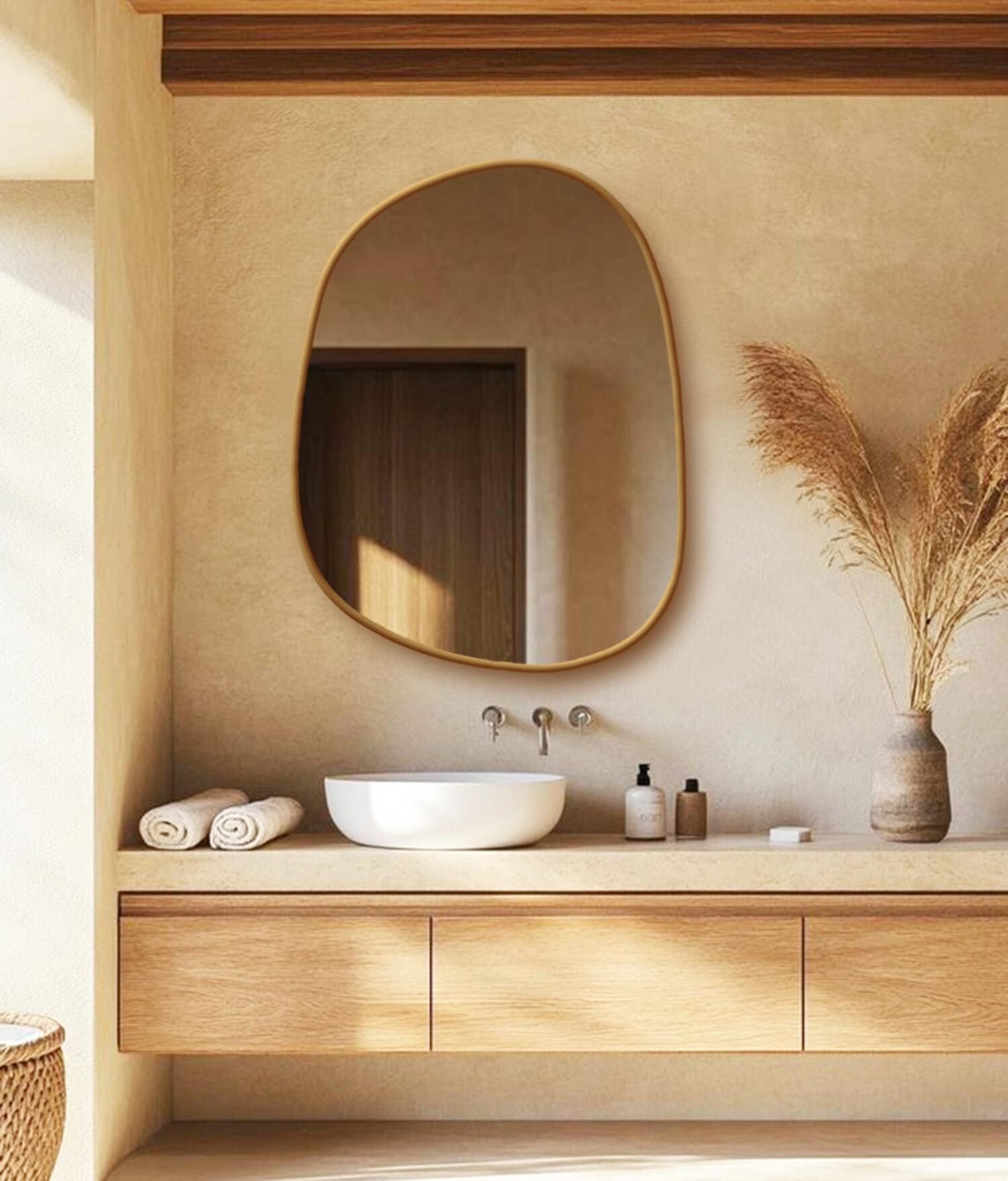 Irregular Modern Mirror, Asymmetrical Gold Framed Mirror, Aesthetic Home Decor, Bathroom Mirror, Entryway Wall Mirror, Mirror Wall Decor
