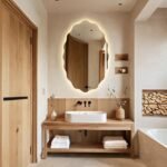Oval Asymmetrical Led Mirror for Bathroom, Modern Decorative Mirror, Illuminated Modern Bathroom Mirror, Aesthetic Wall Mirror,Light Mirror