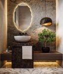 Oval Asymmetrical Led Mirror for Bathroom, Modern Decorative Mirror, Illuminated Modern Bathroom Mirror, Aesthetic Wall Mirror,Light Mirror
