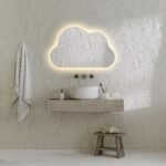 Cloud Shaped Asymmetrical Special Led Mirror, Illuminated Modern Bathroom Mirror, Living Room Design, Aesthetic Entrance Mirror, Home Decor