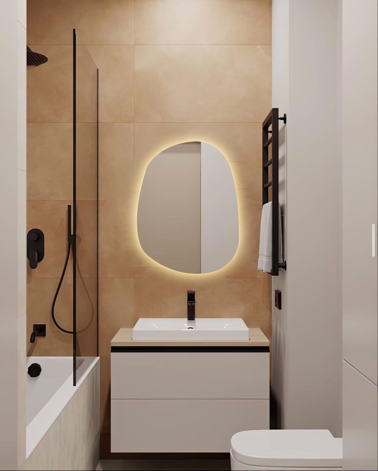 Irregular Led Mirror, Asymmetrical Illuminated Wall Mirror, Aesthetic Home Decor, Illuminated Bathroom Mirror, Hallway Led Wall Mirror