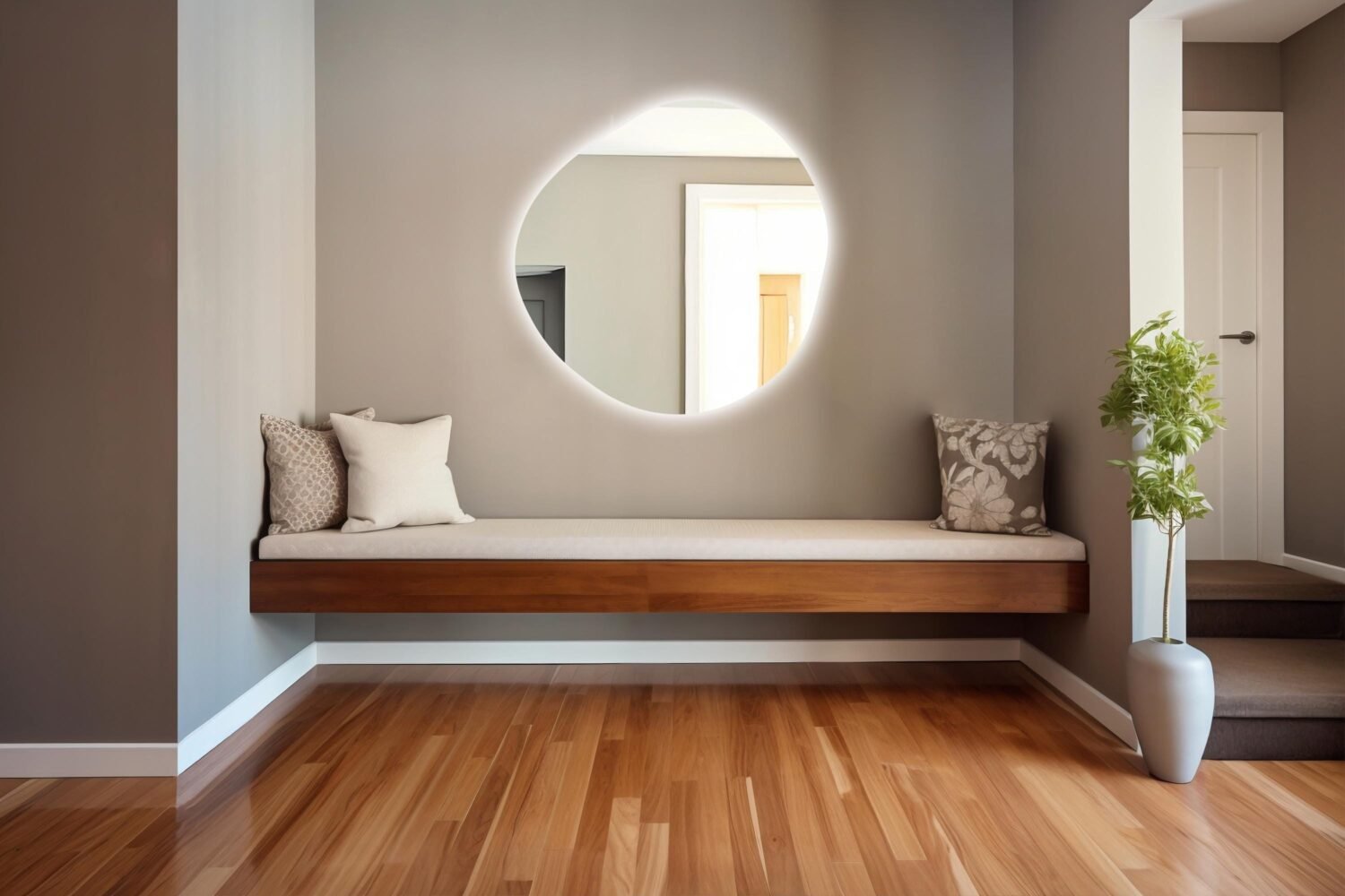 Circular Asymmetrical LED Mirror, Irregular Illuminated Bathroom Mirror, Circular Aesthetic Led Mirror, Makeup LED Mirror, Mirror Wall Decor
