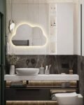 Cloud Shaped Asymmetrical Special Led Mirror, Illuminated Modern Bathroom Mirror, Living Room Design, Aesthetic Entrance Mirror, Home Decor