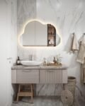 Cloud Shaped Asymmetrical Special Led Mirror, Illuminated Modern Bathroom Mirror, Living Room Design, Aesthetic Entrance Mirror, Home Decor