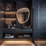 Designer Asymmetrical LED Mirror, Modern Bathroom Vanity Mirror with Lights