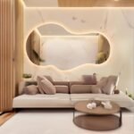 Asymmetrical Large Modern Hanging Led Mirror Irregular Tall Bathroom Mirror with Lights Modern Cool Lighted Frameless Led Illuminated Decor