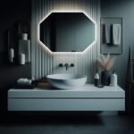 Modern Octagon LED Mirror - Frameless Backlit Vanity Mirror Bathroom Bedroom - Geometrical Mirror For Home Decor - Eight-Sided Shape Polygon SemirrorLed
