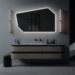 Asymmetrical Irregular Shaped LED Mirror - Tall Big Huge Modern Backlit Wall Mirror Bathroom, Bedroom, Hallway - Unique Curved Vanity Mirror SemirrorLed