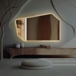 Asymmetrical Irregular Shaped LED Mirror - Tall Big Huge Modern Backlit Wall Mirror Bathroom, Bedroom, Hallway - Unique Curved Vanity Mirror SemirrorLed