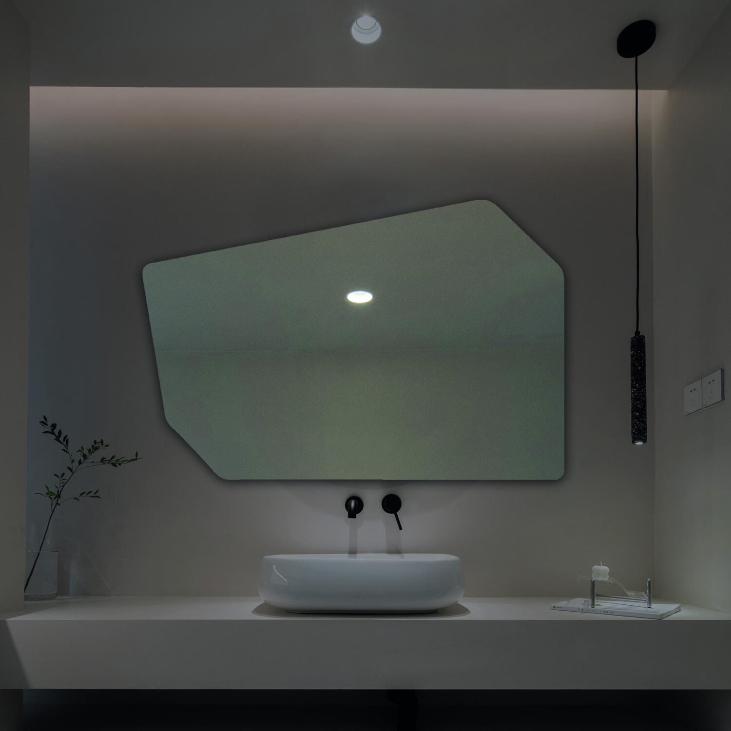 Asymmetrical Irregular Shaped LED Mirror - Tall Big Huge Modern Backlit Wall Mirror Bathroom, Bedroom, Hallway - Unique Curved Vanity Mirror SemirrorLed