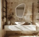 asymmetric LED mirror - vanity mirror - unique LED mirror - makeup led mirrorirregular bathroom mirror - backlit led illuminated mirror