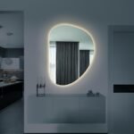 Half Circle LED Mirror - Modern Wall Mounted Lighted Mirror for Bathroom, Bedroom Entryway Decor - Half Moon Semi Circle LED Radius Mirror