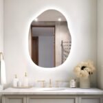Asymmetrical Illuminated Mirror, Irregular LED Lighted Mirror, Large LED Bathroom Mirror, Aesthetic Bedroom Mirror, Decorative LED Mirror