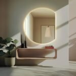 Half Circle LED Mirror - Modern Wall Mounted Lighted Mirror for Bathroom, Bedroom Entryway Decor - Half Moon Semi Circle LED Radius Mirror