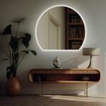 Half Circle LED Mirror - Modern Wall Mounted Lighted Mirror for Bathroom, Bedroom Entryway Decor - Half Moon Semi Circle LED Radius Mirror
