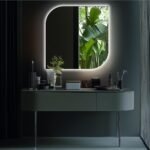 Modern Curved Corner Square LED Mirror - Stylish Backlit Wall Mirror for Bathroom, Bedroom, Vanity - Unique Frameless Mirror with Soft Glow