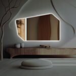 Asymmetrical Irregular Shaped LED Mirror - Tall Big Huge Modern Backlit Wall Mirror Bathroom, Bedroom, Hallway - Unique Curved Vanity Mirror SemirrorLed
